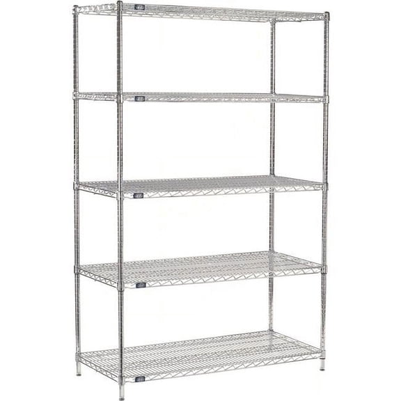 Global Industrial B3232813 Nexel 5 Shelf Chrome ESD Wire Shelving Unit Starter - 48 x 30 x 96 in.
