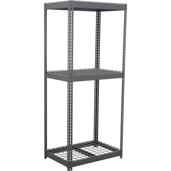 Global Industrial BD123610R3 3 Shelf Extra Heavy Duty Boltless Shelving Starter, Wire Deck - Gray - 36 x 12 x 120 in.