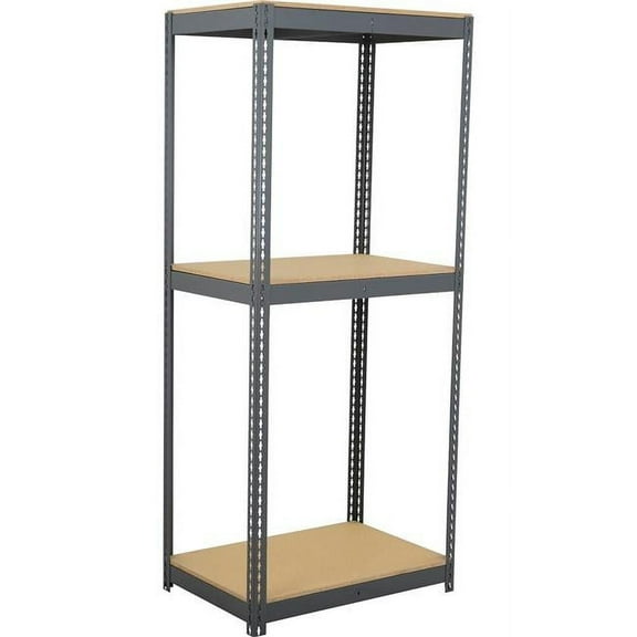 Global Industrial BD18368W3 3 Shelf Extra Heavy Duty Boltless Shelving Starter, Wood Deck - Gray - 36 x 18 x 84 in.