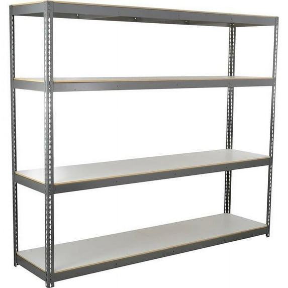 Global Industrial BD18968L4 4 Shelf Extra Heavy Duty Boltless Shelving Starter, Laminate Deck - Gray - 96 x 18 x 84 in.