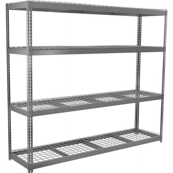 Global Industrial BD2410610R4 4 Shelf Extra Heavy Duty Boltless Shelving Starter, Wire Deck - Gray - 96 x 24 x 120 in.
