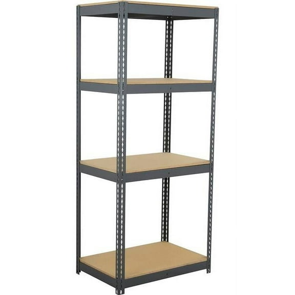 Global Industrial BD24486W4 4 Shelf Extra Heavy Duty Boltless Shelving Starter, Wood Deck - Gray - 48 x 24 x 60 in.