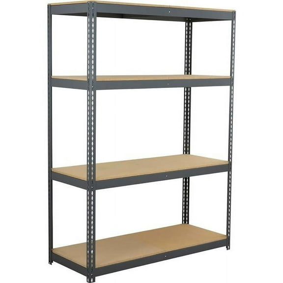 Global Industrial BD24607W4 4 Shelf Extra Heavy Duty Boltless Shelving Starter, Wood Deck - Gray - 60 x 24 x 72 in.
