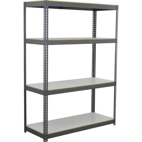 Global Industrial BD24729L4 4 Shelf Extra Heavy Duty Boltless Shelving Starter, Laminate Deck - Gray - 72 x 24 x 96 in.