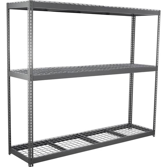 Global Industrial BD24963R2 2 Shelf Extra Heavy Duty Boltless Shelving Starter, Wire Deck - Gray - 96 x 24 x 36 in.