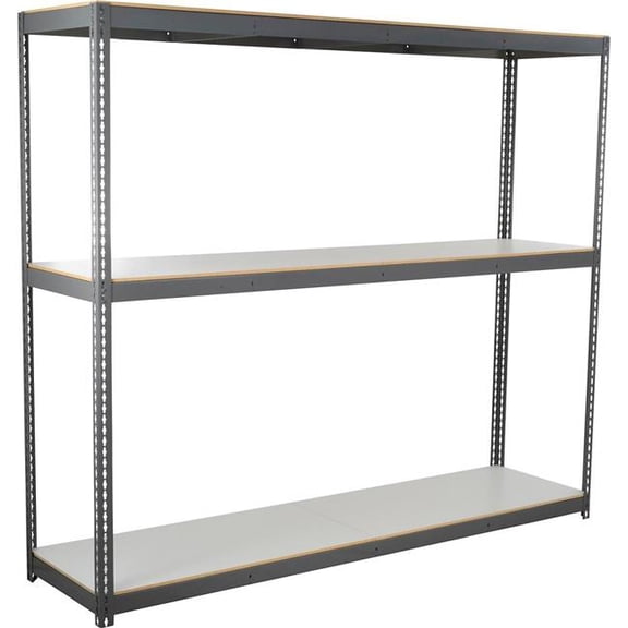 Global Industrial BD24967L3 3 Shelf Extra Heavy Duty Boltless Shelving Starter, Laminate Deck - Gray - 96 x 24 x 72 in.