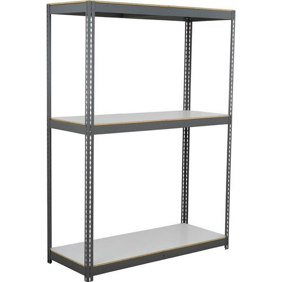 Global Industrial BD30964L3 3 Shelf Extra Heavy Duty Boltless Shelving Starter, Laminate Deck - Gray - 96 x 30 x 48 in.