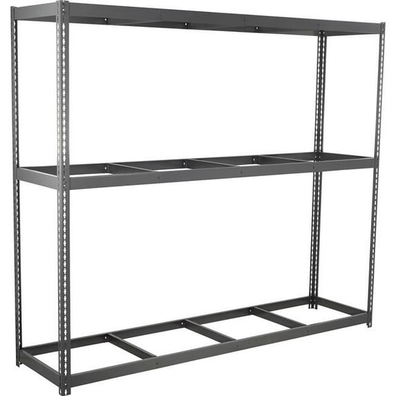 Global Industrial BD30968N3 3 Shelf Extra Heavy Duty Boltless Shelving Starter, No Deck - Gray - 96 x 30 x 84 in.