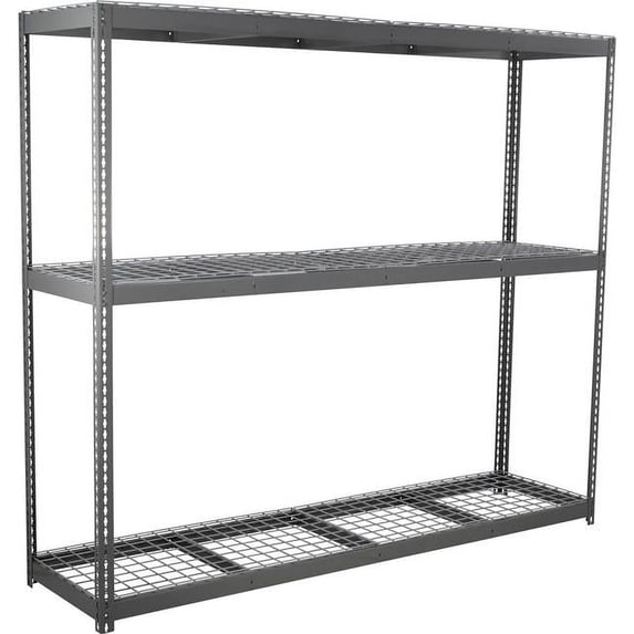 Global Industrial BD36964R3 3 Shelf Extra Heavy Duty Boltless Shelving Starter, Wire Deck - Gray - 96 x 36 x 48 in.