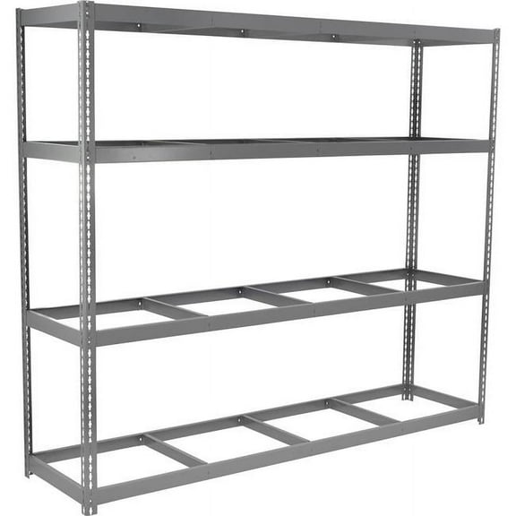 Global Industrial BD36968N4 4 Shelf Extra Heavy Duty Boltless Shelving Starter, No Deck - Gray - 96 x 36 x 84 in.