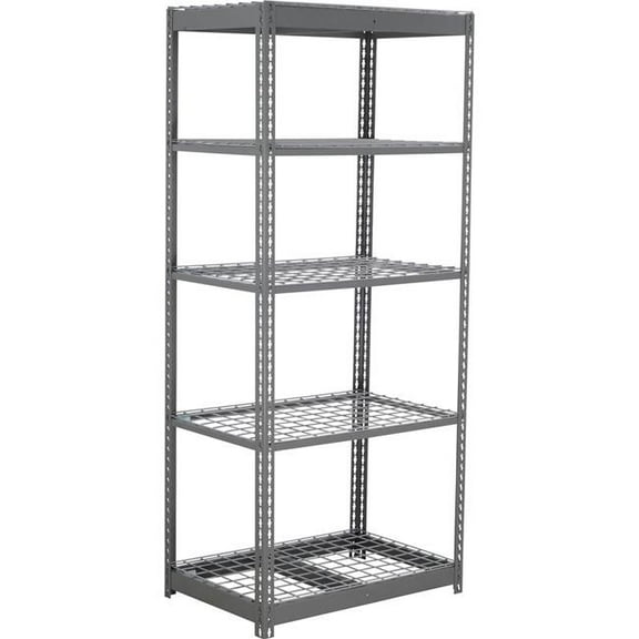 Global Industrial BS12368R5 5 Shelf Standard Duty Boltless Shelving Starter, Wire Deck - Gray - 36 x 12 x 84 in.