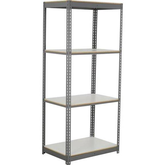 Global Industrial BS24368L4 4 Shelf Standard Duty Boltless Shelving Starter, Laminate Deck - Gray - 36 x 24 x 84 in.