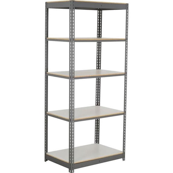 Global Industrial BS24368L5 5 Shelf Standard Duty Boltless Shelving Starter, Laminate Deck - Gray - 36 x 24 x 84 in.