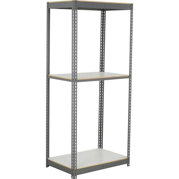 Global Industrial BS24489L3 3 Shelf Standard Duty Boltless Shelving Starter, Laminate Deck - Gray - 48 x 24 x 96 in.