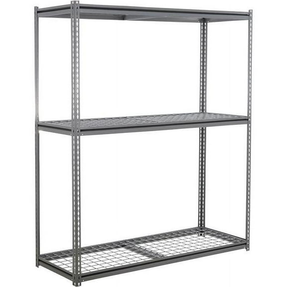 Global Industrial BZ24966R3 3 Shelf Extra Heavy Duty Boltless Shelving Z Beam Starter - Wire Deck, Gray - 96 x 24 x 60 in.