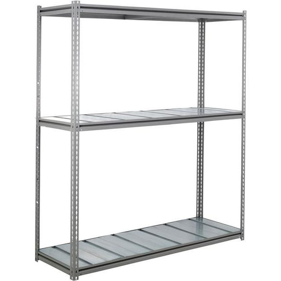 Global Industrial BZ24966S3 3 Shelf Extra Heavy Duty Boltless Shelving Z Beam Starter - Steel Deck, Gray - 96 x 24 x 60 in.