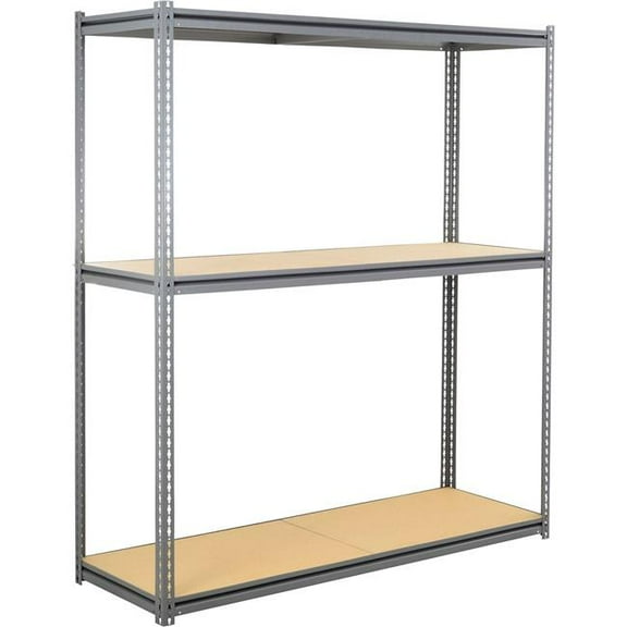 Global Industrial BZ24966W3 3 Shelf Extra Heavy Duty Boltless Shelving Z Beam Starter - Wood Deck, Gray - 96 x 24 x 60 in.