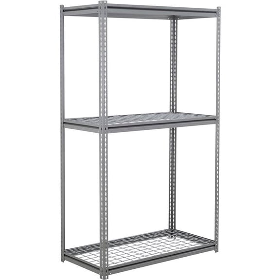 Global Industrial BZ36486R3 3 Shelf Extra Heavy Duty Boltless Shelving Z Beam Starter - Wire Deck, Gray - 48 x 36 x 60 in.