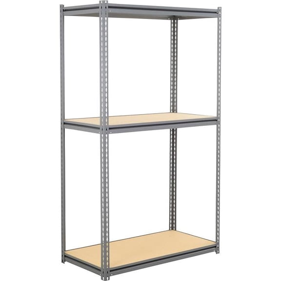 Global Industrial BZ36606W3 3 Shelf Extra Heavy Duty Boltless Shelving Z Beam Starter - Wood Deck, Gray - 60 x 36 x 60 in.