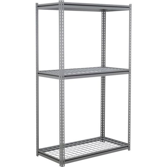 Global Industrial BZ48486R3 3 Shelf Extra Heavy Duty Boltless Shelving Z Beam Starter - Wire Deck, Gray - 48 x 48 x 60 in.