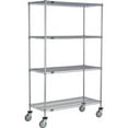 thumbnail image 1 of Global Industrial C18425PEP4 Nexel 4 Shelf Truck, Nexelate 42 x 18 x 60 in. - Polyurethane Swivel Casters - Silver, 1 of 1