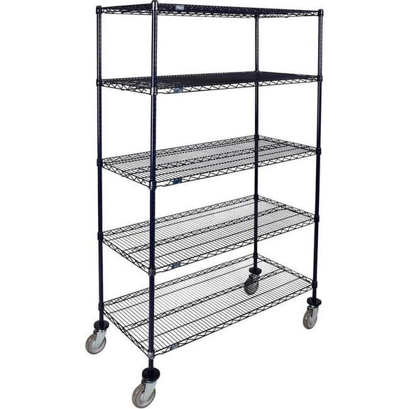 Global Industrial C18426PN5 Nexel 5 Shelf Truck, Nexelon 42 x 18 x 69 in. - Polyurethane Swivel Casters - Blue