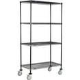 thumbnail image 1 of Global Industrial C18487PBB4 Nexel 4 Shelf Truck, Black Epoxy 48 x 18 x 80 in. - Polyurethane Swivel Casters 2 Brakes - Black, 1 of 1