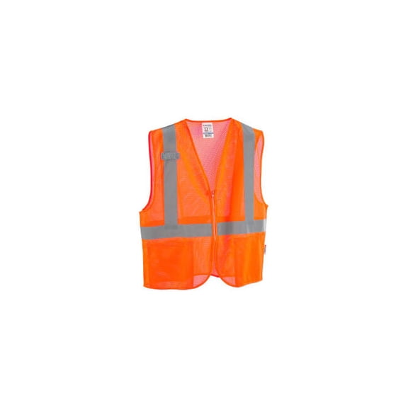 Global Industrial Class 2 Hi-Vis Safety Vest 2 Pockets Mesh Orange 4XL/5XL