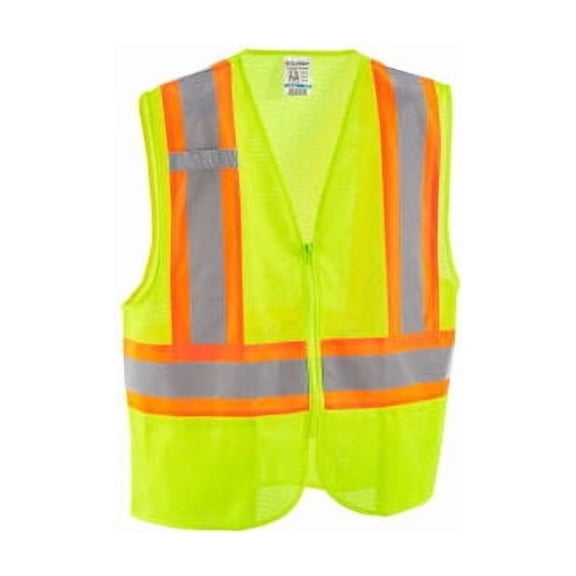 Global Industrial Class 2 Hi-Vis Safety Vest 2 Pockets Two-Tone Mesh Lime 2XL/3X