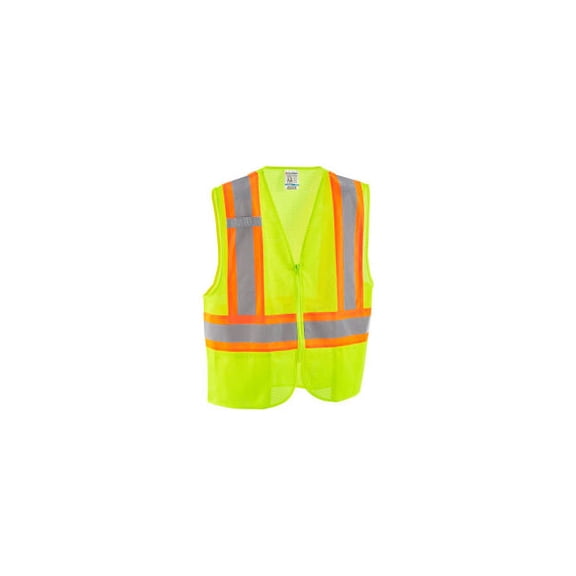 Global Industrial Class 2 Hi-Vis Safety Vest 2 Pockets Two-Tone Mesh Lime 4XL/5X