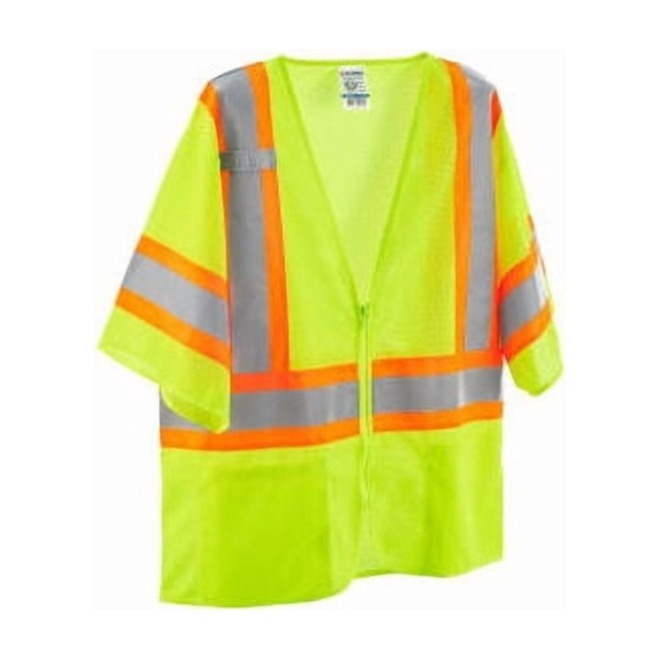 Global Industrial Class 3 Hi-Vis Safety Vest 4 Pockets Two-Tone Mesh Lime 2XL/3X