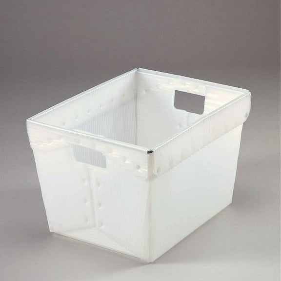 Global Industrial 753500 Corrugated Plastic Totes, Natural - Postal Nesting-No Lid - 18.5 x 13.25 x 12 in.