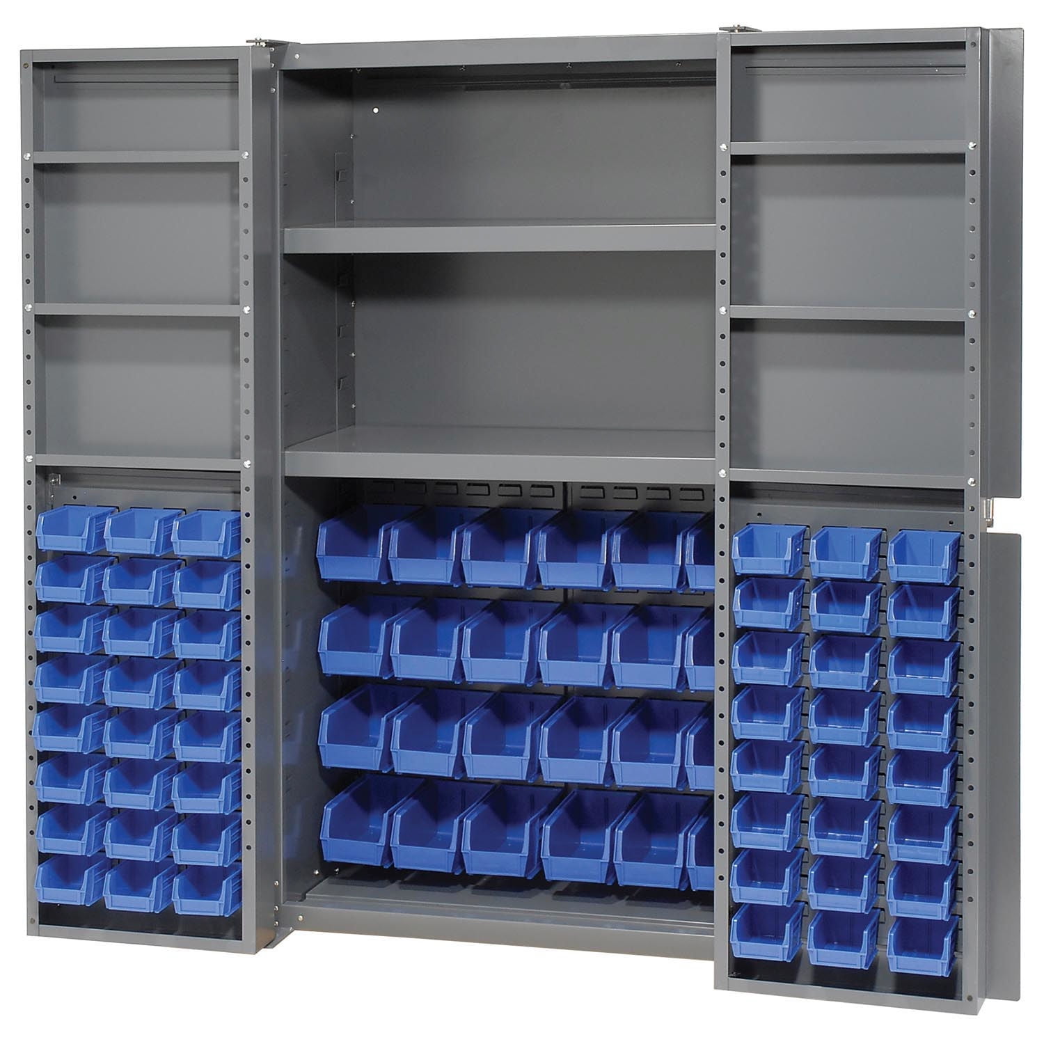 Global Industrial Bin Cabinet with 72 Blue Bins, 38x24x72, Assembled ...