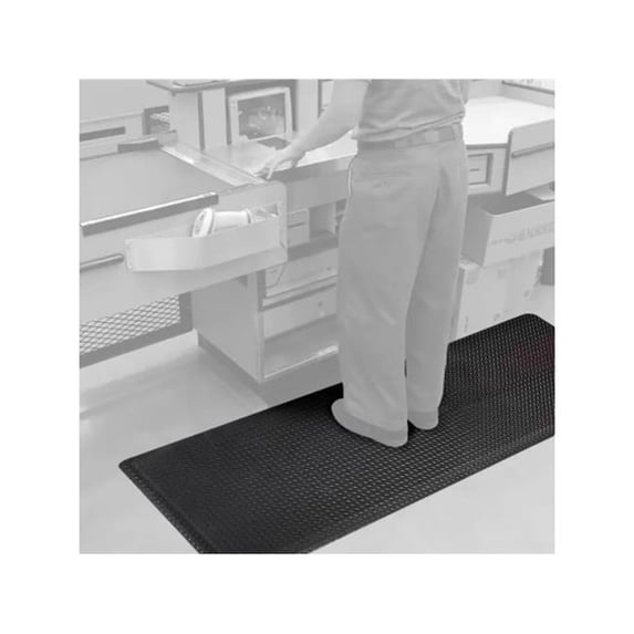 Global Industrial 812690 Diamond-Plate Anti Fatigue Mat, 0.56 in. Thick 2 ft. W x 10 ft. L - Black