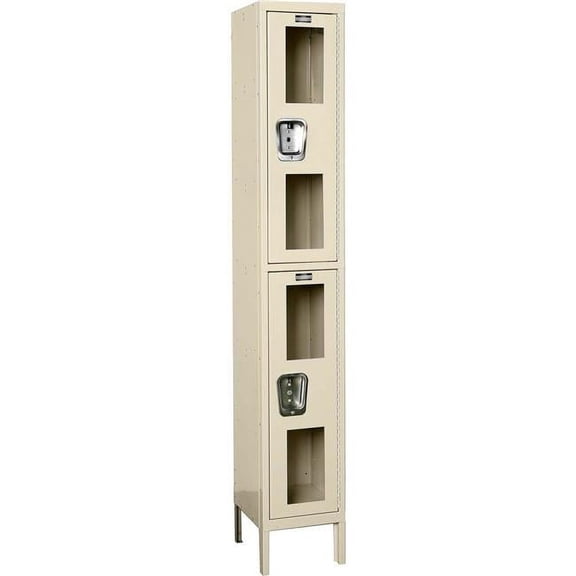 Global Industrial Double Tier 2 Door Unassembled Clear View Locker, Tan - 12 x 15 x 36 in.
