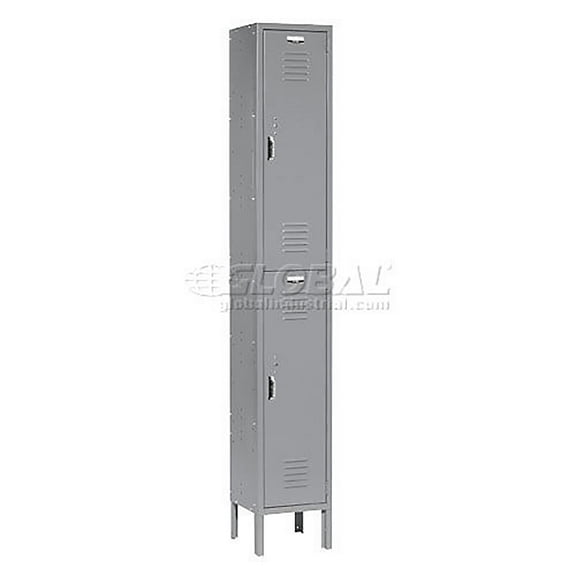 Double Tier Locker, 12x12x36, 2 Door, Unassembled, Gray