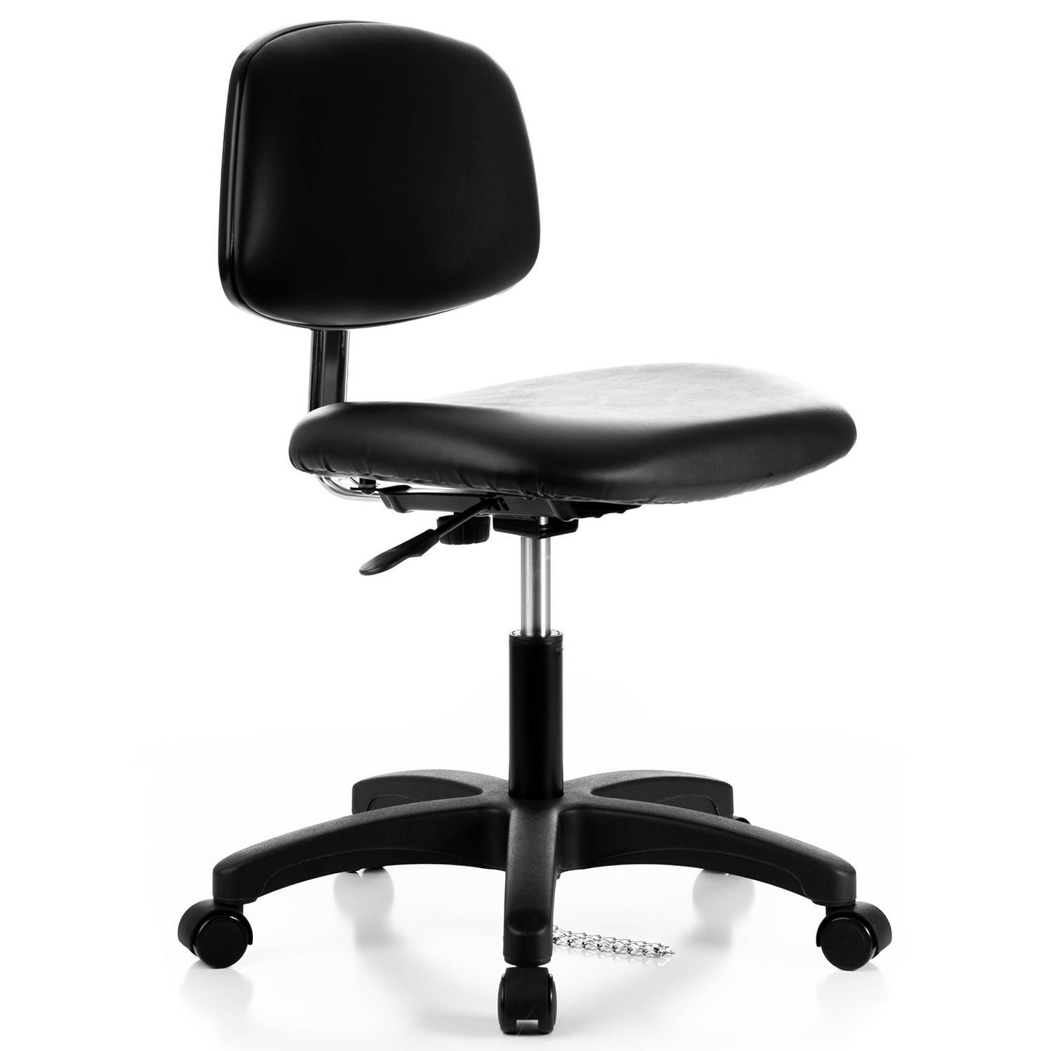 Black Vinyl Armless Task Chair with Adjustable Height