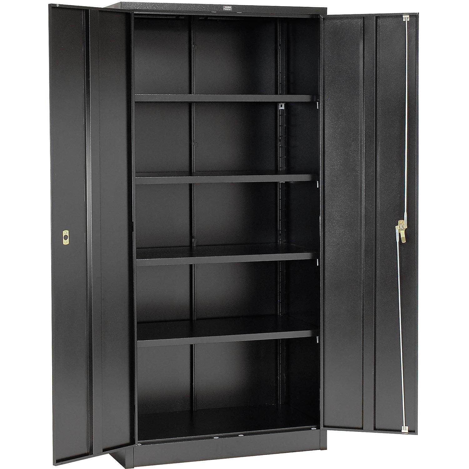 Black Steel Office Cabinet with Adjustable Shelving and Lock