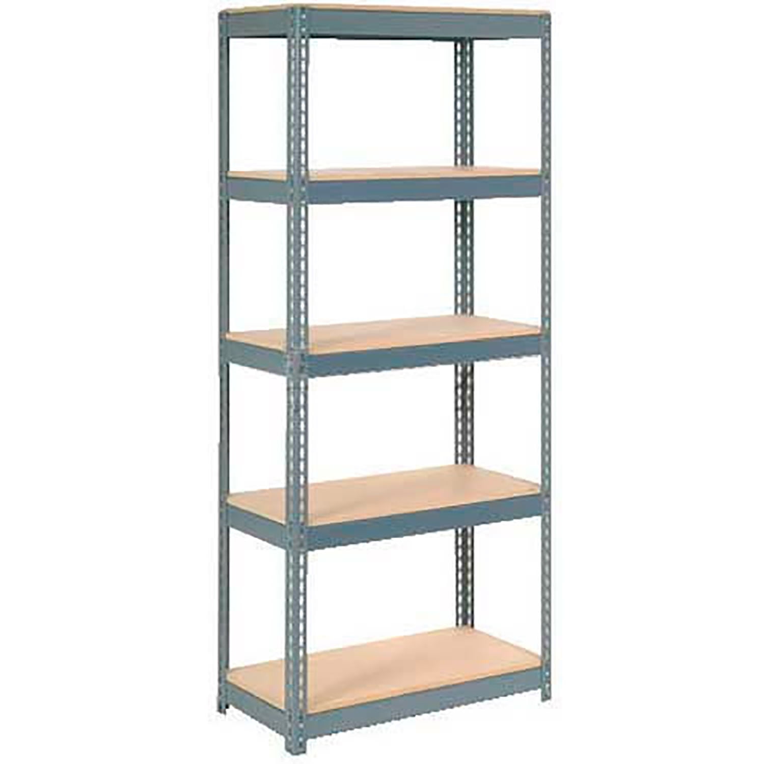 Gray Steel 5-Shelf Heavy Duty Shelving Unit with Wood Deck