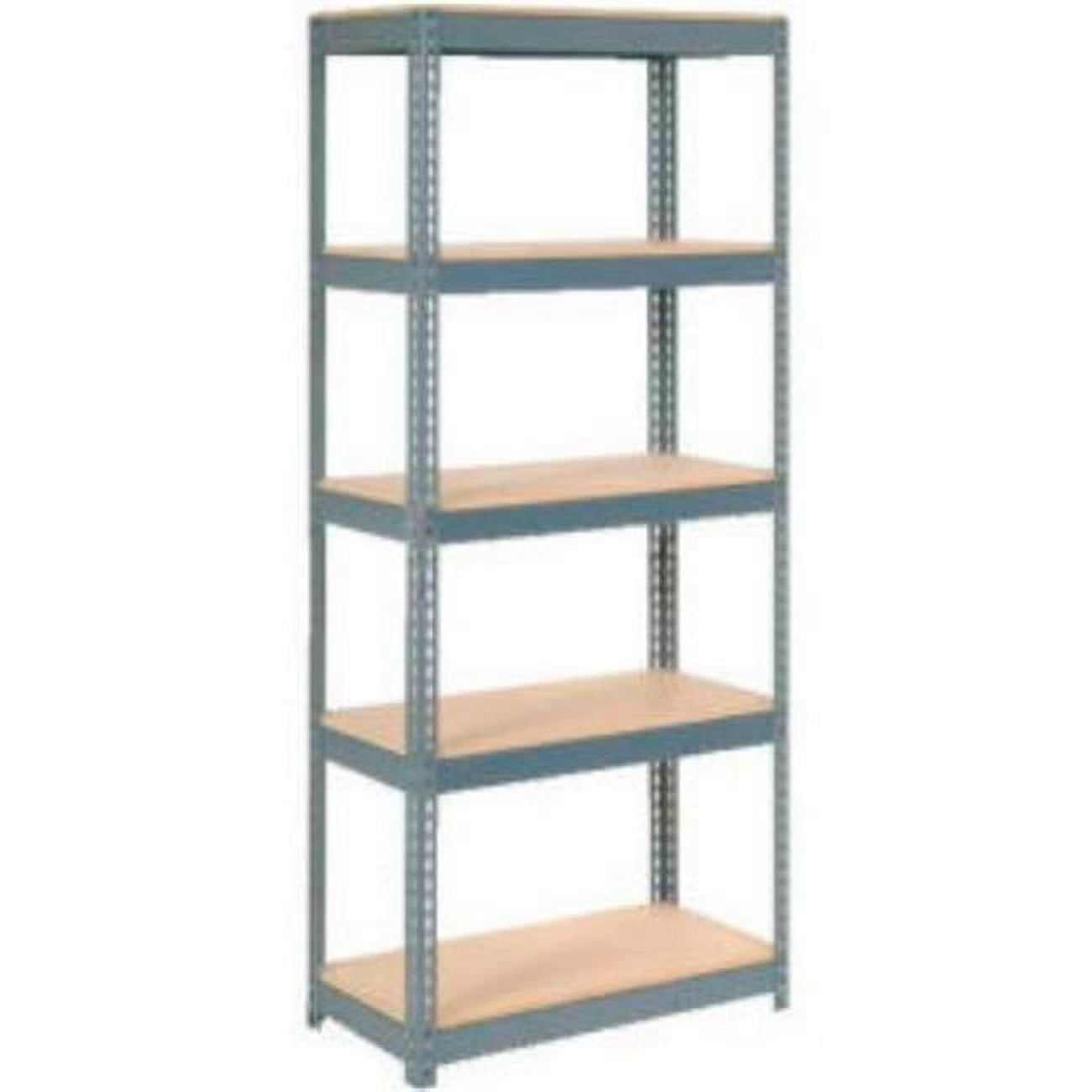 Gray Steel 5-Shelf Heavy Duty Shelving Unit with Wood Deck