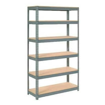 Global Industrial Extra Heavy Duty Shelving 48"W x 18"D x 84"H With 6 Shelves, Wood Deck, Gry