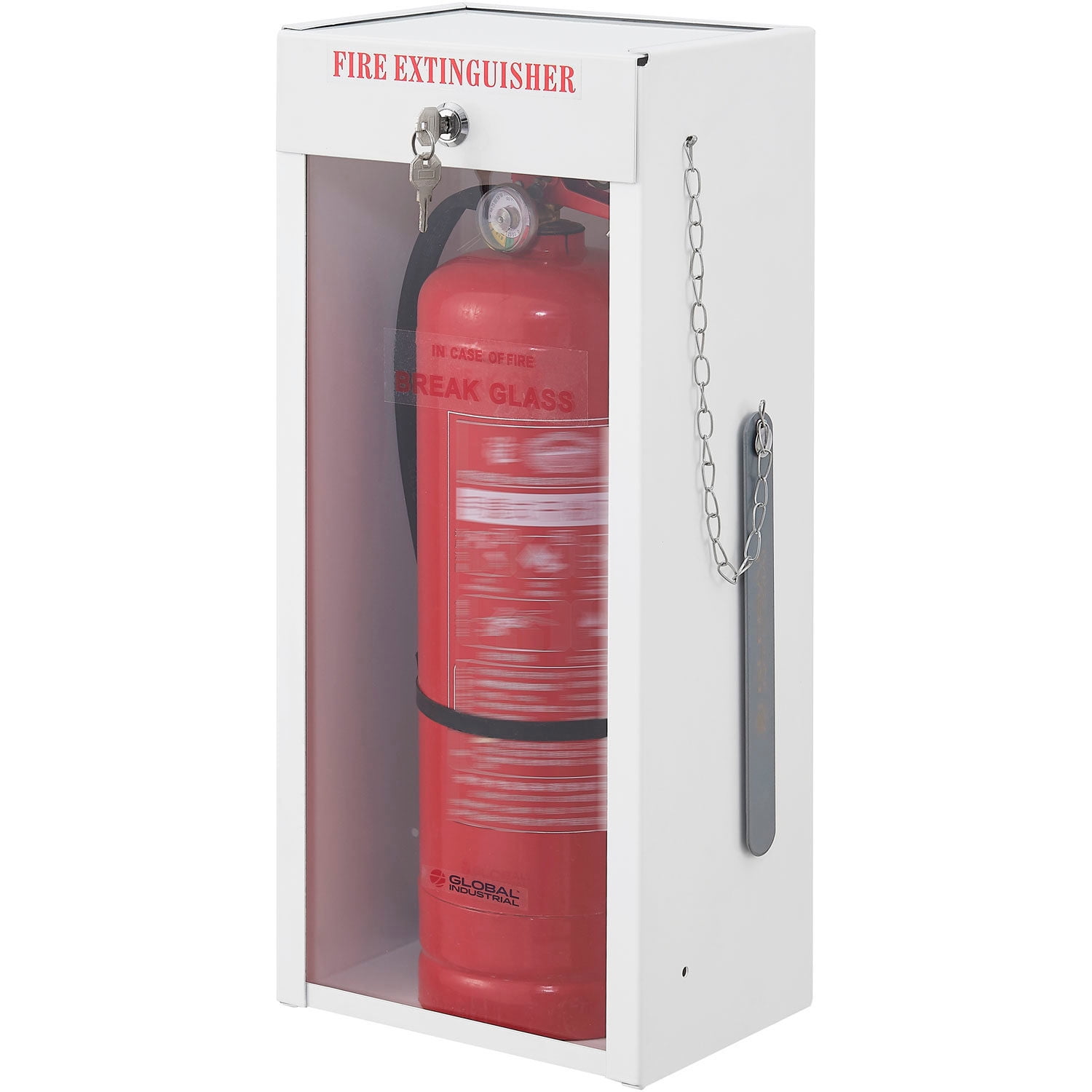 Global Industrial Fire Extinguisher Cabinet Surface Mount Lockable Fits 2-1/2-5