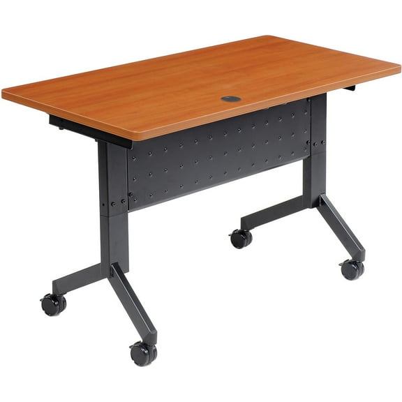 Global Industrial Flip-Top Training Table, 48" x 24", Cherry