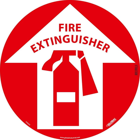 Global Industrial B2332473 Floor Sign Walk on Fire Extinguisher - 17 in.