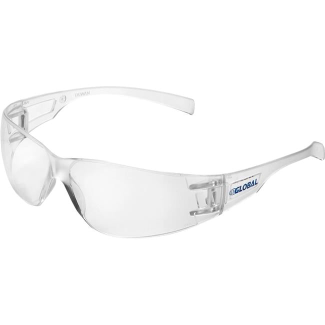 Global Industrial 708119CL Frameless Safety Glasses Scratch Resistant Clear Lens - Pack of 12