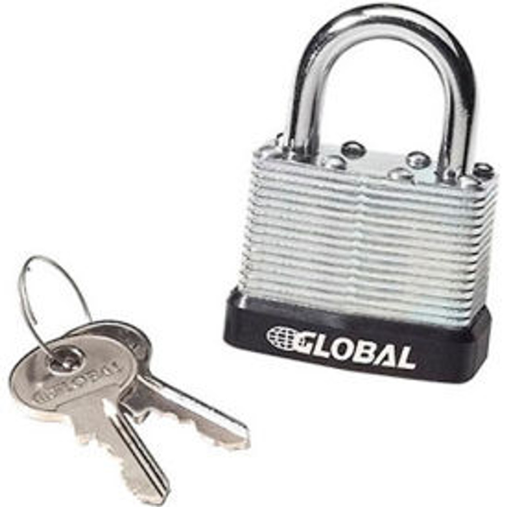 Global Industrial General Security Laminated Steel Padlock, Bumper & 2