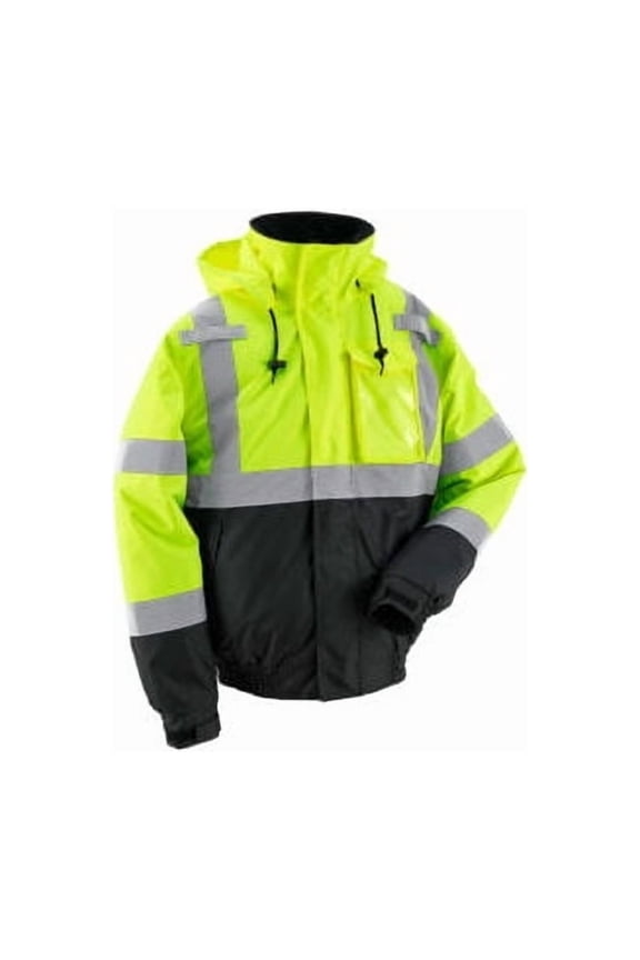 Hi-Vis Safety Bomber Jacket 2"" Reflective Strips 4 Pockets Li