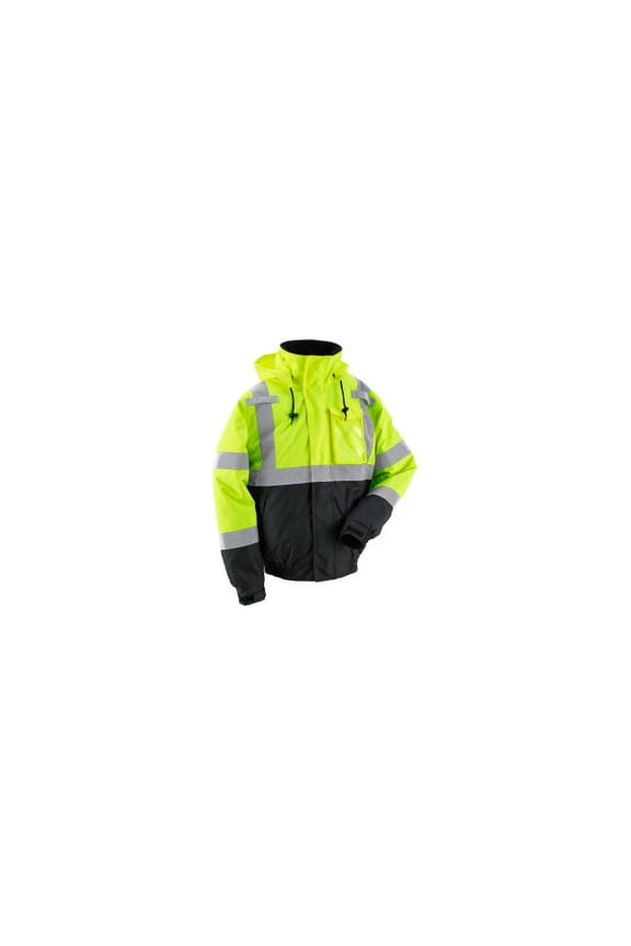 Hi-Vis Safety Bomber Jacket 2"" Reflective Strips 4 Pockets Li