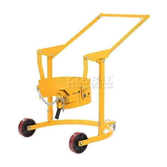 Global Industrial HD80A 55 gal Mobile Drum Carrier for Steel Drums, Yellow - Capacity 800 lbs