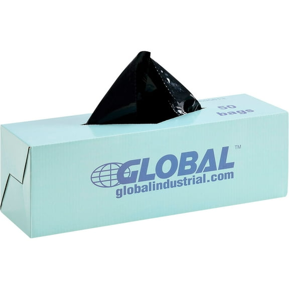 Global Industrial Heavy Duty Black Trash Liners 1.5 Mil 13 Gallon 50/Box